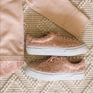 NWT! // Zara // Blush Pink Teddy Sneakers
